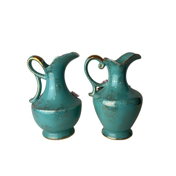 Vintage 1956 L'Amour China Hand Painted & Signed Decorative Vases Made in Japan - Picture 3 of 14